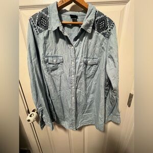 Vintage  Torrid Chambray Blue Button-down Shirt size Torrid #1 Plus size